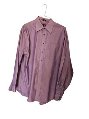 Nordstrom Smartcare Dress Shirt Mens 17.5 35 Purple Lavender 100% Cotton XL MS63
